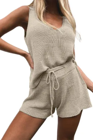 Imily Bela Women's Summer Lounge Sets Knit 2 Piece Outfits Vacation Beach Tank Tops and Shorts Loungewear Pajama Set