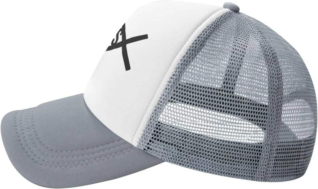 Jesus Fish Mesh Trucker Hat Men Baseball Cap Men Ponytail Hat Women Dad Hat Adjustable Sun Hat Black