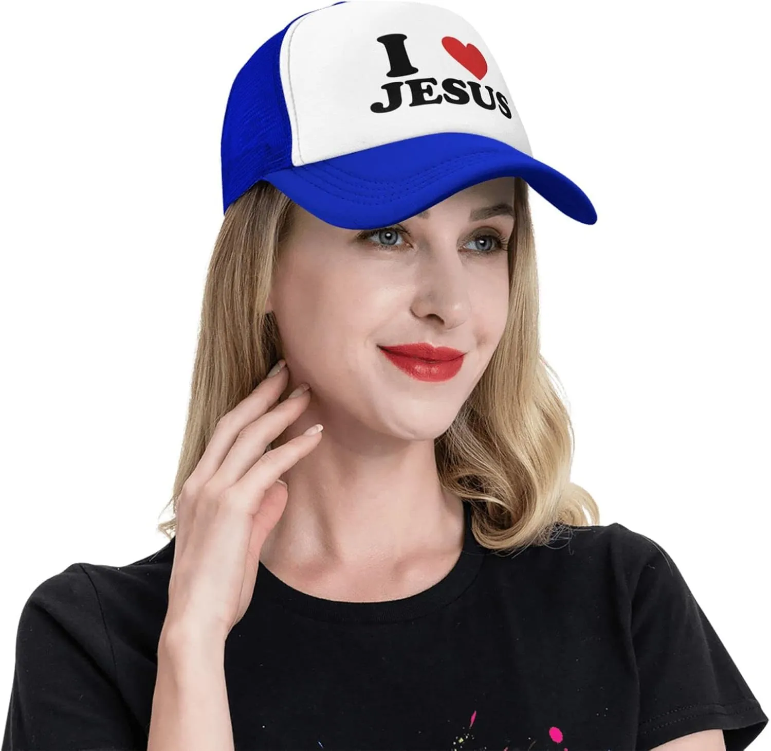 Jesus - I Love Jesus Trucker hat Mesh Baseball Cap Women Sun Hat Cowboy hat Men Hat Dad Hat Black