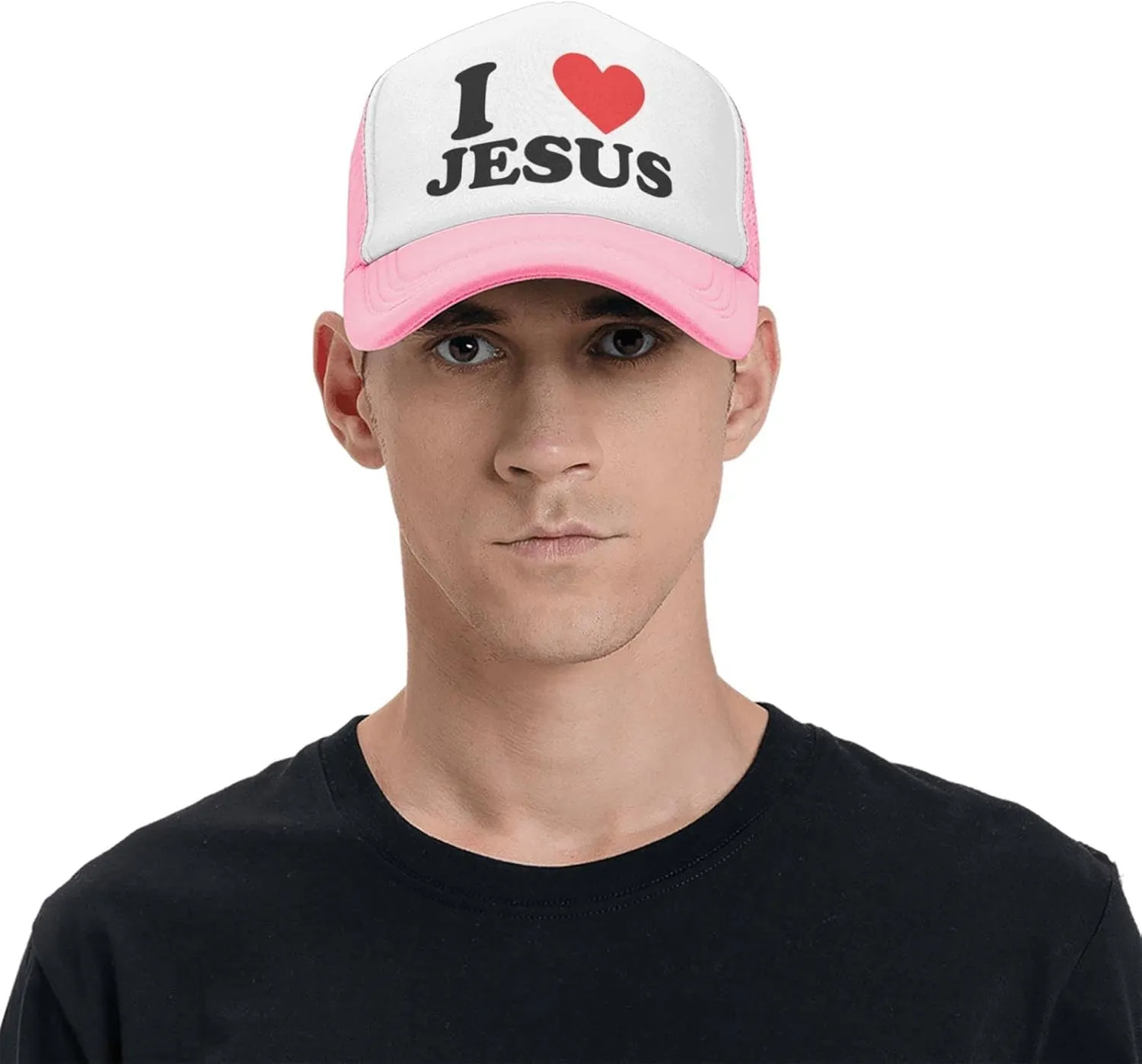 Jesus - I Love Jesus Trucker hat Mesh Baseball Cap Women Sun Hat Cowboy hat Men Hat Dad Hat Black
