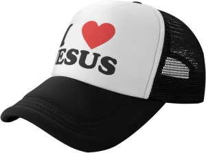 Jesus - I Love Jesus Trucker hat Mesh Baseball Cap Women Sun Hat Cowboy hat Men Hat Dad Hat Black