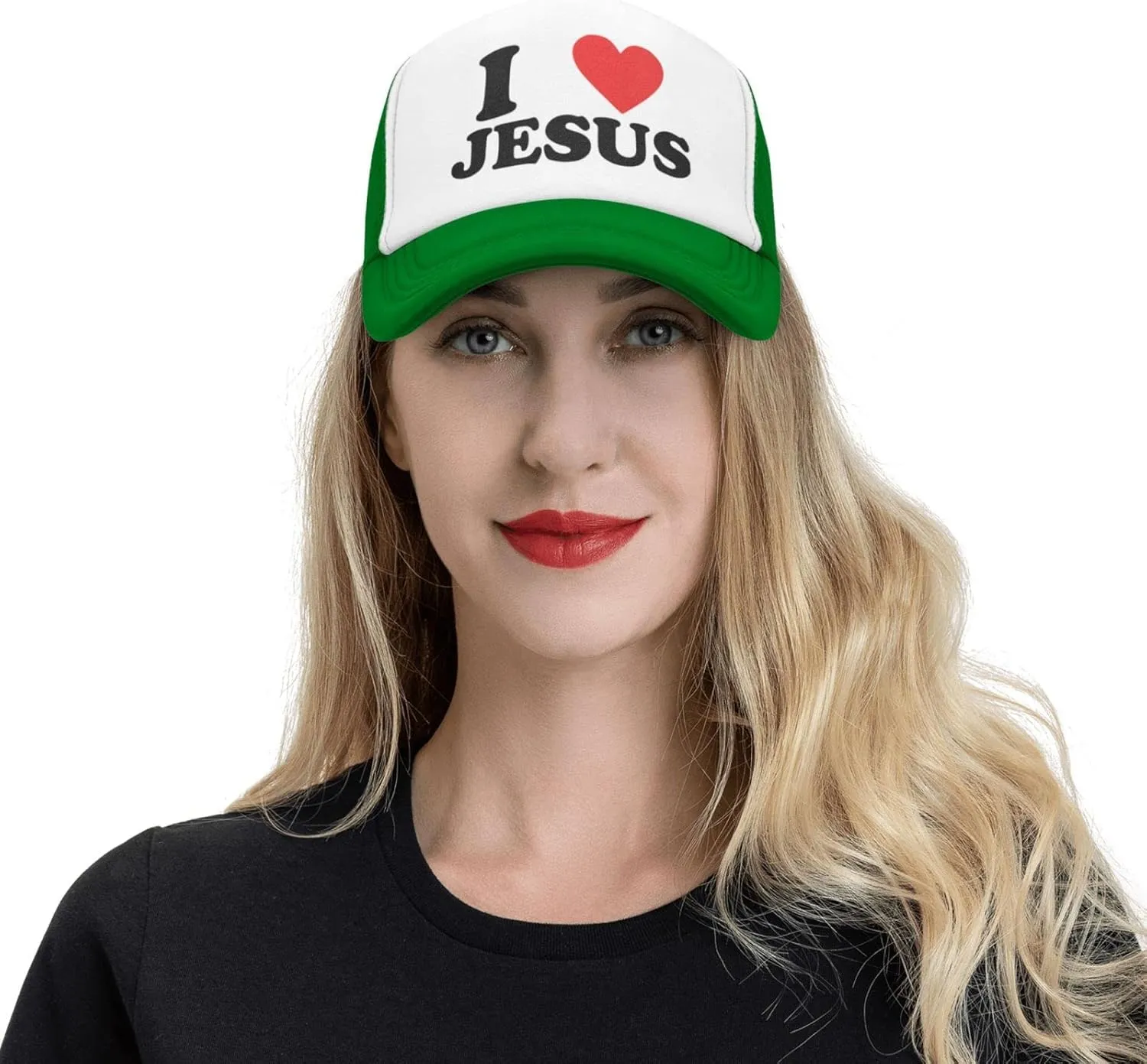 Jesus - I Love Jesus Trucker hat Mesh Baseball Cap Women Sun Hat Cowboy hat Men Hat Dad Hat Black