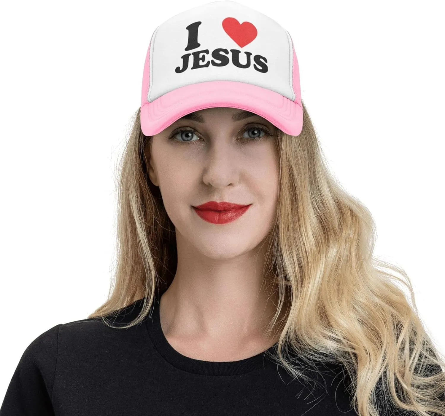 Jesus - I Love Jesus Trucker hat Mesh Baseball Cap Women Sun Hat Cowboy hat Men Hat Dad Hat Black