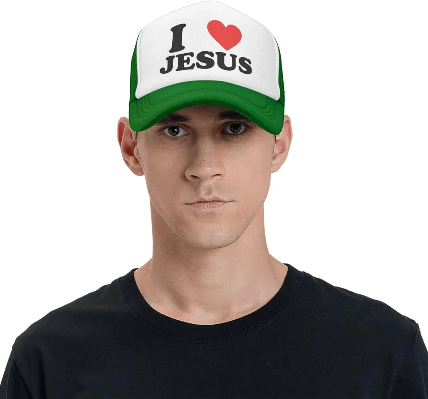 Jesus - I Love Jesus Trucker hat Mesh Baseball Cap Women Sun Hat Cowboy hat Men Hat Dad Hat Black