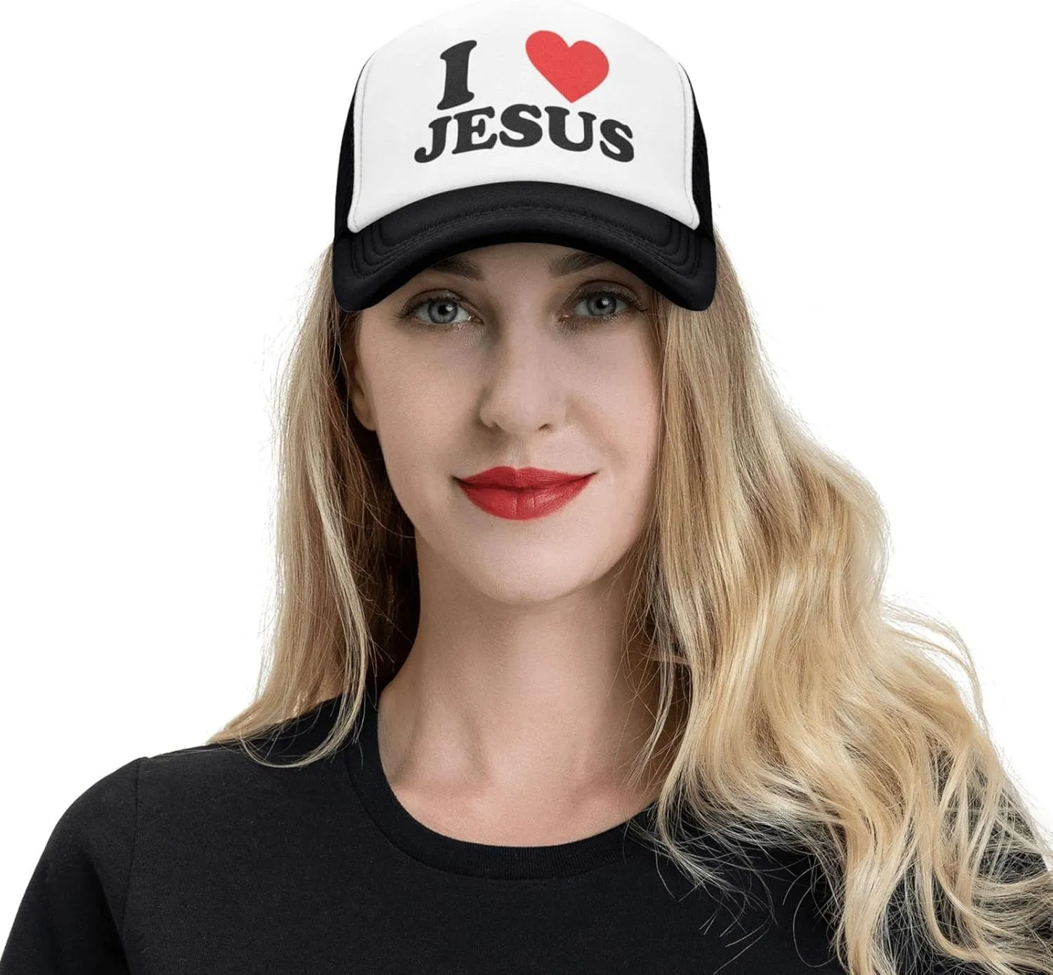 Jesus - I Love Jesus Trucker hat Mesh Baseball Cap Women Sun Hat Cowboy hat Men Hat Dad Hat Black