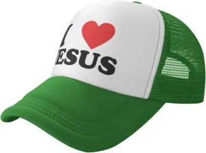Jesus - I Love Jesus Trucker hat Mesh Baseball Cap Women Sun Hat Cowboy hat Men Hat Dad Hat Black