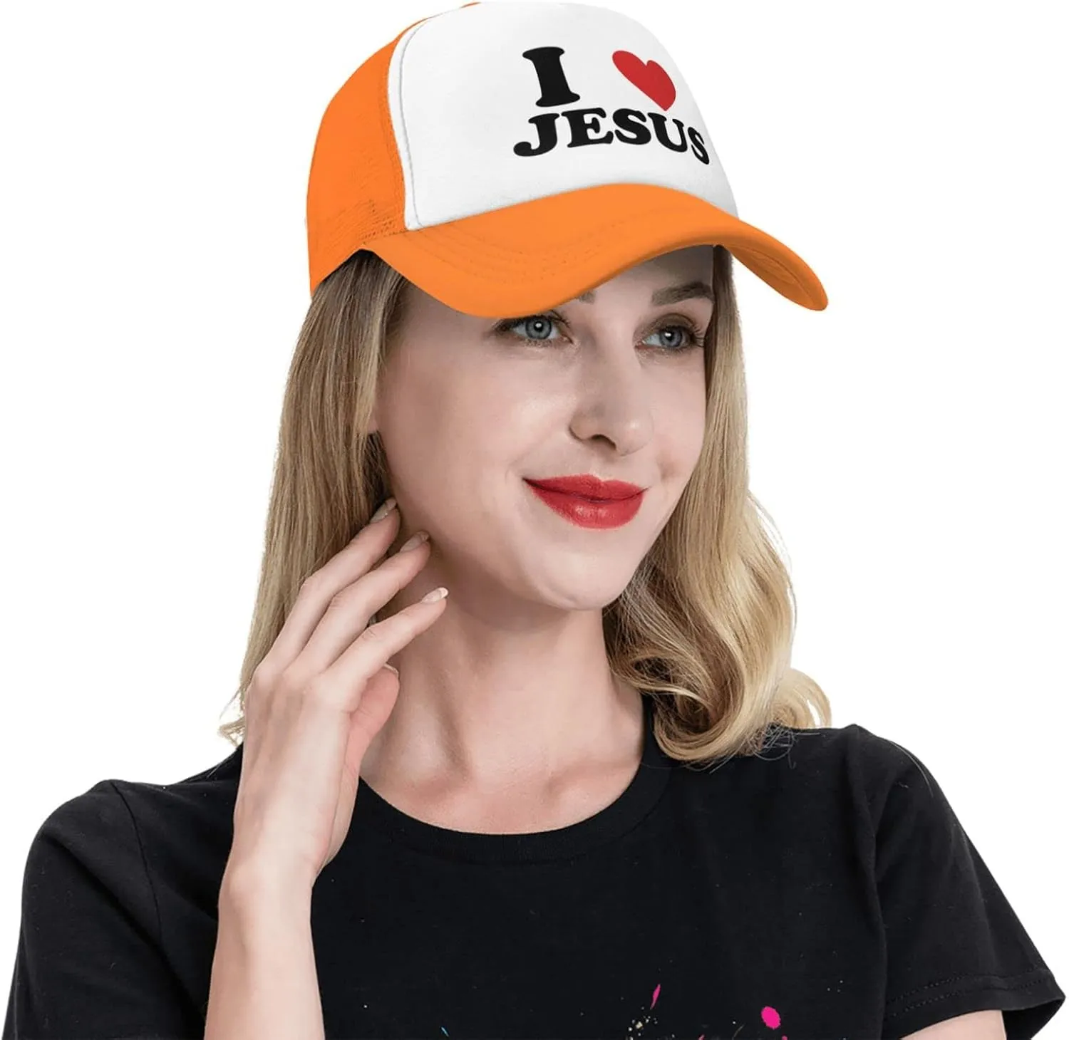 Jesus - I Love Jesus Trucker hat Mesh Baseball Cap Women Sun Hat Cowboy hat Men Hat Dad Hat Black