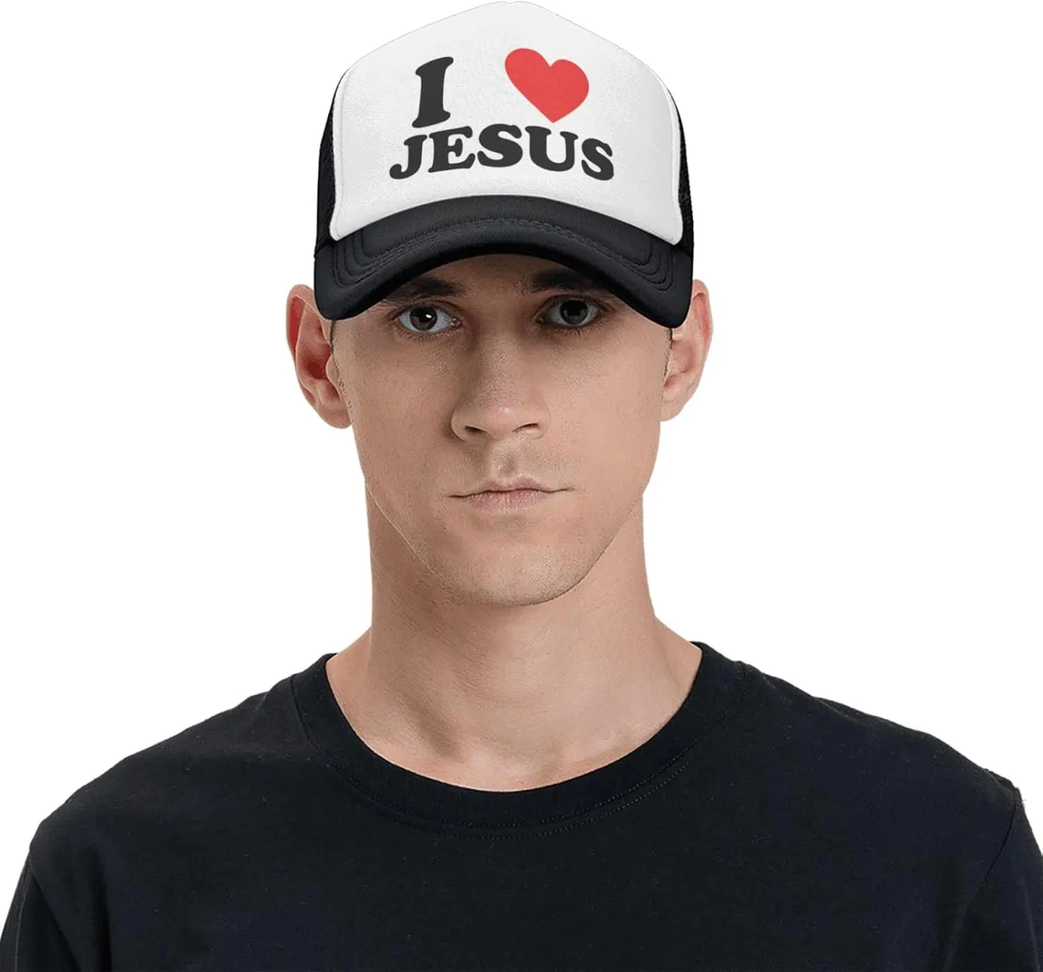 Jesus - I Love Jesus Trucker hat Mesh Baseball Cap Women Sun Hat Cowboy hat Men Hat Dad Hat Black
