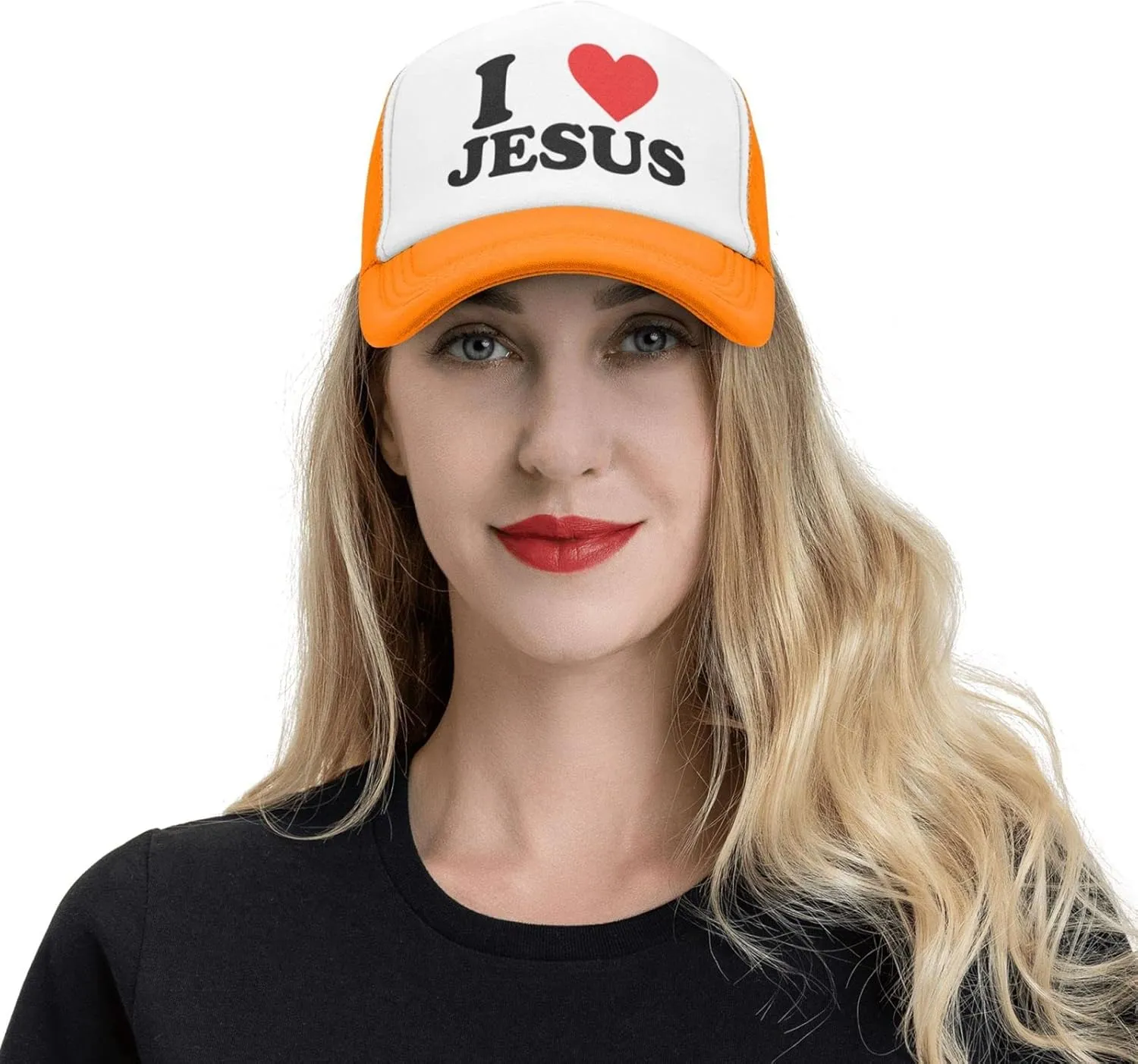 Jesus - I Love Jesus Trucker hat Mesh Baseball Cap Women Sun Hat Cowboy hat Men Hat Dad Hat Black