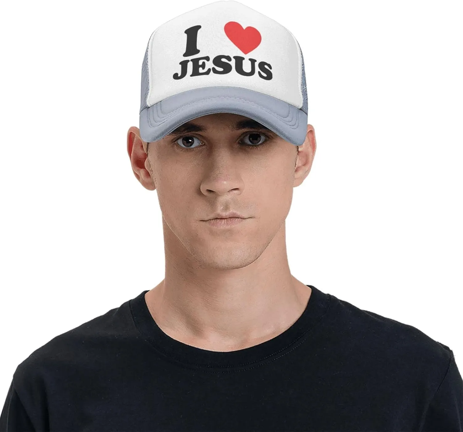 Jesus - I Love Jesus Trucker hat Mesh Baseball Cap Women Sun Hat Cowboy hat Men Hat Dad Hat Black