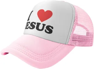 Jesus - I Love Jesus Trucker hat Mesh Baseball Cap Women Sun Hat Cowboy hat Men Hat Dad Hat Black