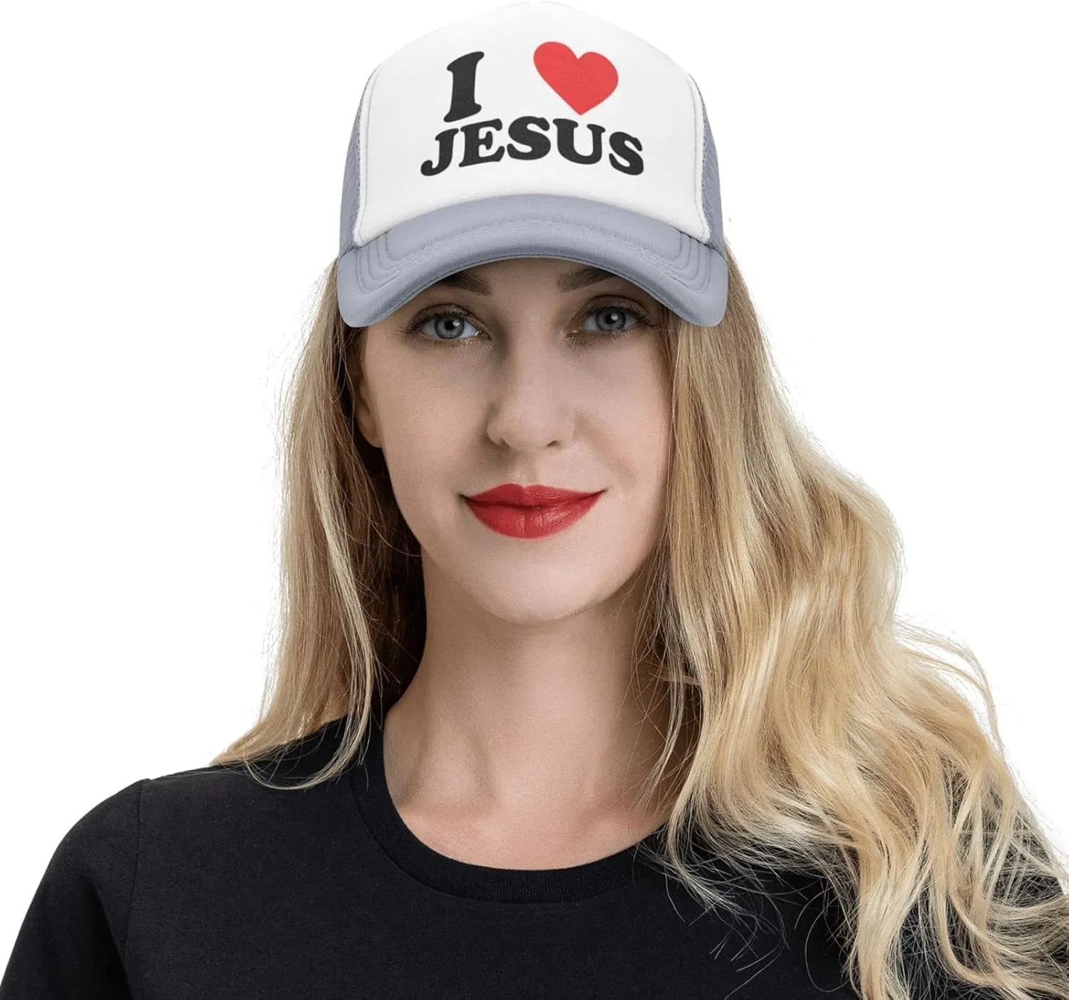 Jesus - I Love Jesus Trucker hat Mesh Baseball Cap Women Sun Hat Cowboy hat Men Hat Dad Hat Black