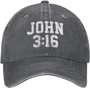 John 3:16 Believer Christian, Jesus, Faith Cowboy Hat Men Vintage Baseball Cap Women Trucker Hat Summer Dad Hat Black