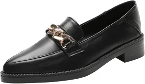 Loafers for Women Oxford Plain Thick Heel Shoes for Girls Stylish and Comfortable Footwear