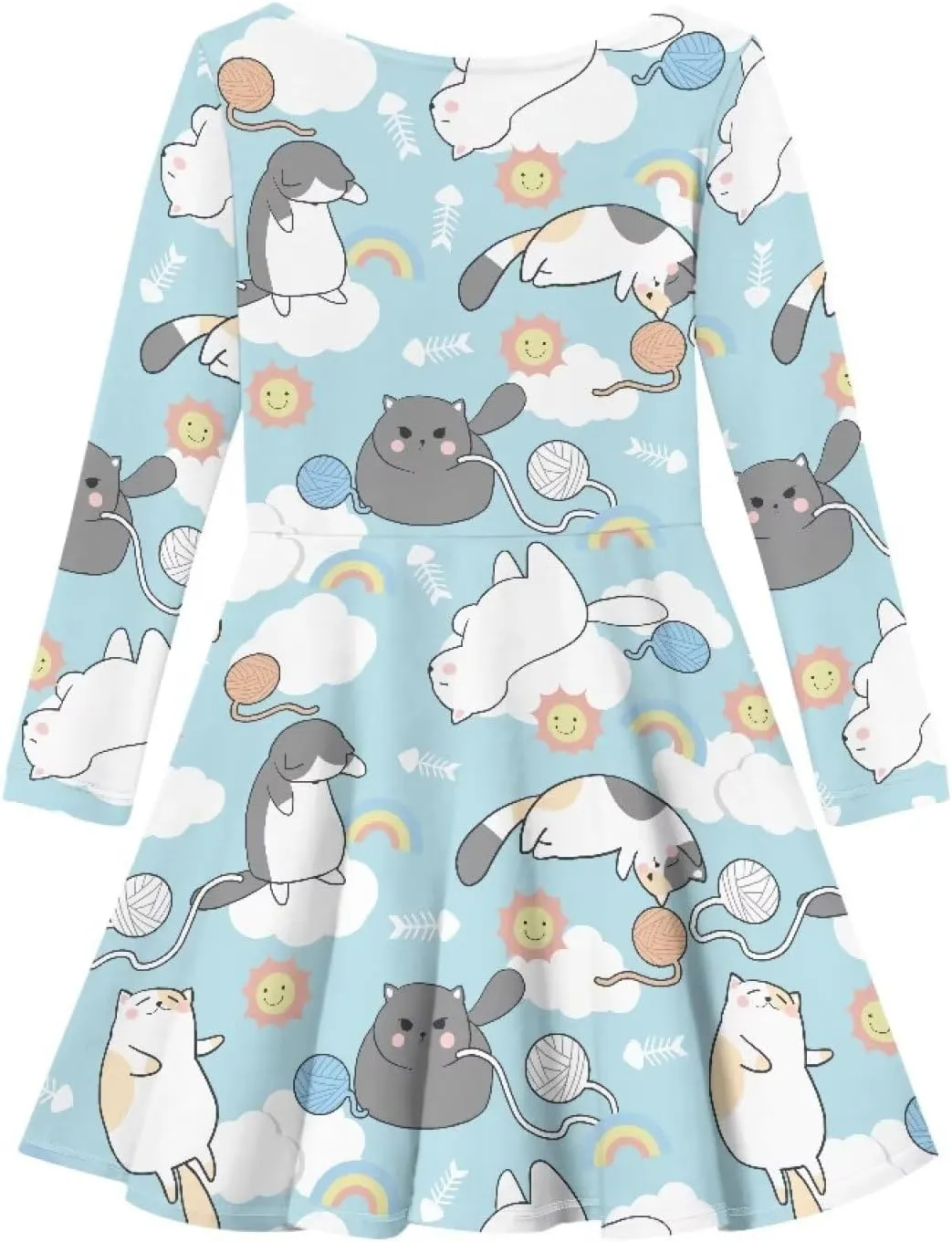 Long Sleeve Dresses for Little Girls Casual Twirly Dresses for Girls 3-16 Years Old