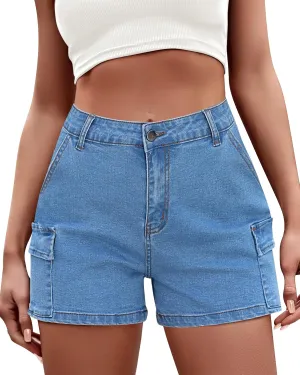 LookbookStore Cargo Shorts for Women High Waisted Casual Summer Stretchy Chino Shorts Short Cargos Colored Jeans