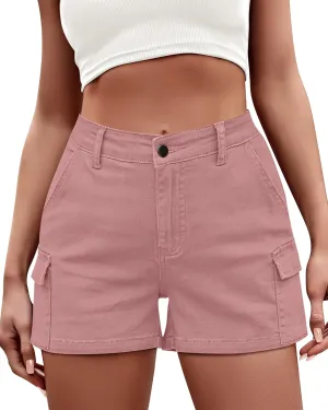 LookbookStore Cargo Shorts for Women High Waisted Casual Summer Stretchy Chino Shorts Short Cargos Colored Jeans