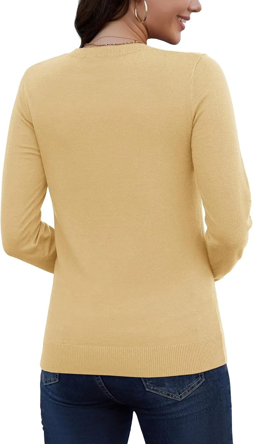 MAGCOMSEN Women's V Neck Sweater 2025 Spring Casual Long Sleeve Tops Knit Lightweight Pullover Sweaters Jumper