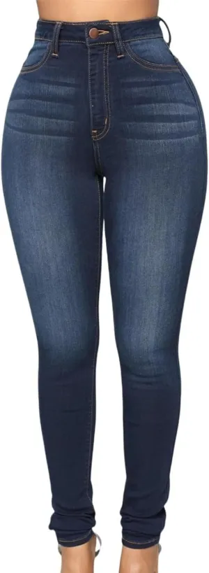 Maiyifu-GJ Butt Lifting Skinny Jeans for Women Casual Stretch Slim Fit Denim Pants Button Up High Waisted Jeans (Dark BlueA2,Large)