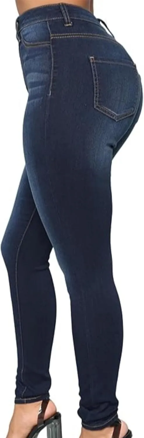 Maiyifu-GJ Butt Lifting Skinny Jeans for Women Casual Stretch Slim Fit Denim Pants Button Up High Waisted Jeans (Dark BlueA2,Large)