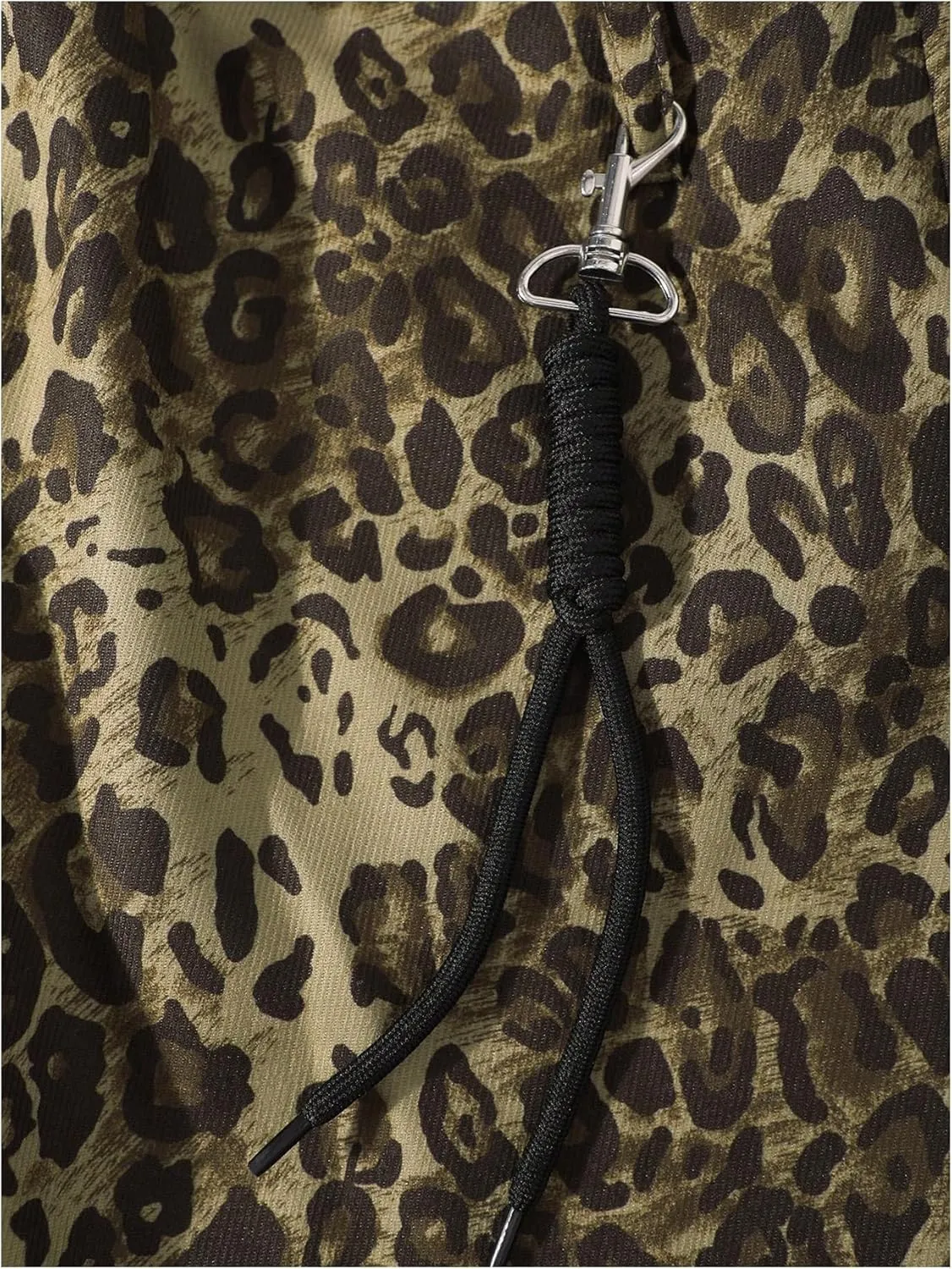 MakeMeChic Men's Leopard Print Drawstring Wide Leg Trousers Straight Pocket Loose Streetwear Pants