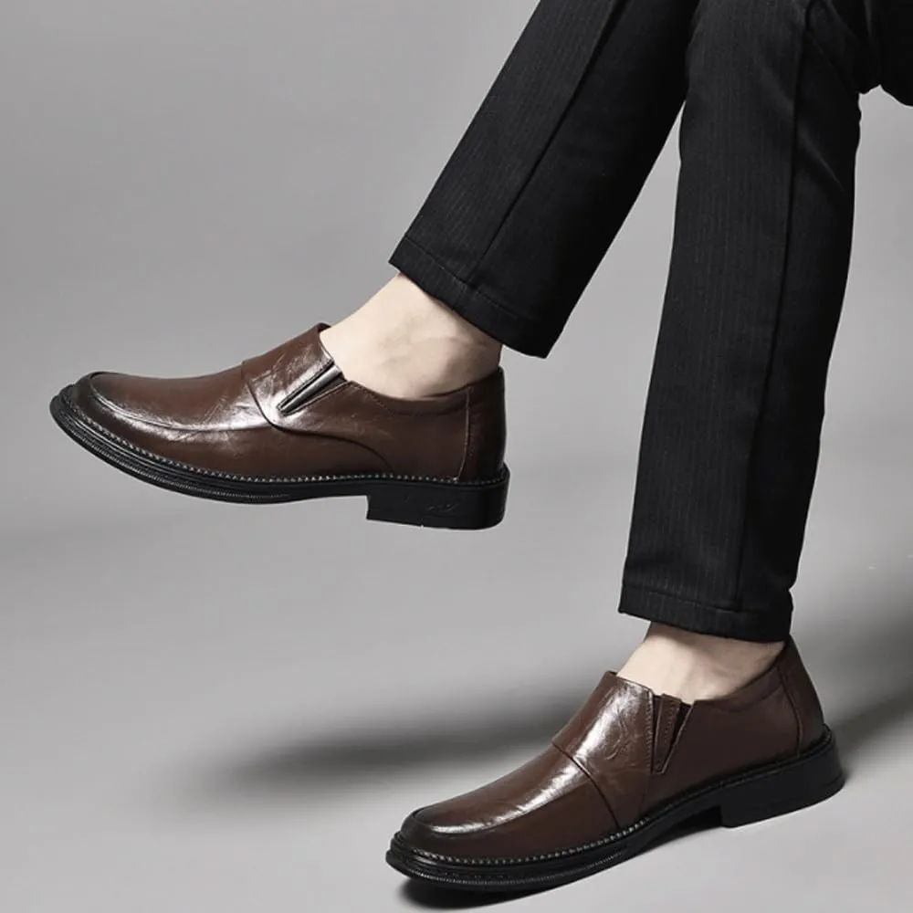 Men Slip-On Pointed Toe Shoes Breathable Leather Shoes for Men Oxford Dress Shoes for Men Wedding Party Genuine Fashion Shoes