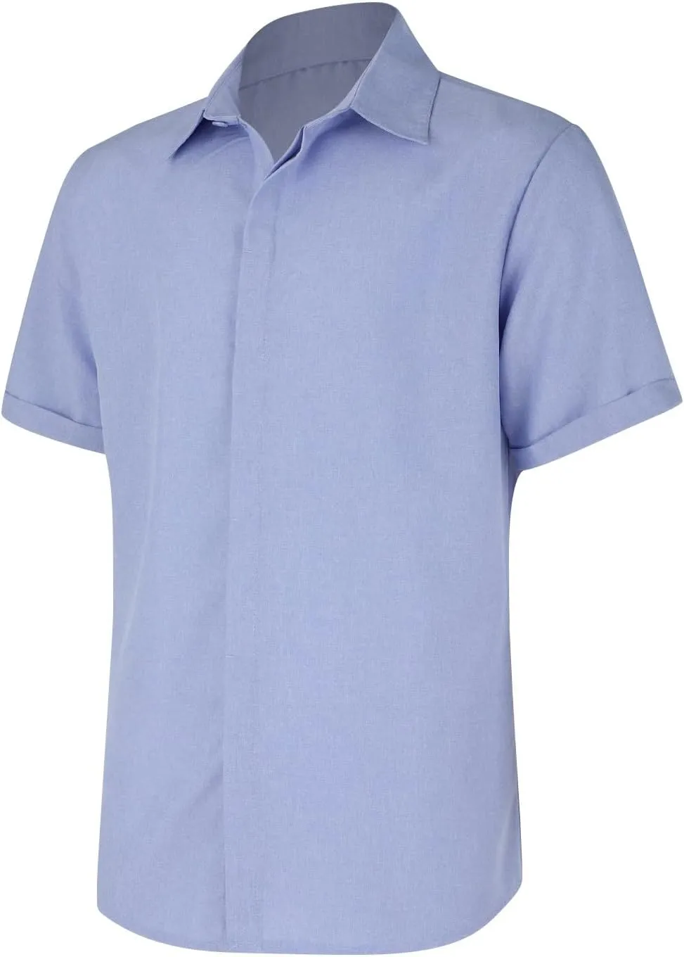 Men's Casual Linen Shirts Lightweight Short Sleeve Button Down Dress Shirt Summer Beach Lapel Collared Business Tops