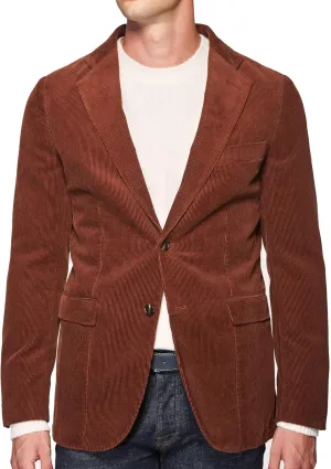 Men's Casual Slim Fit Corduroy Jacket Lightweight 2 Button Blazer Sport Coat Tan