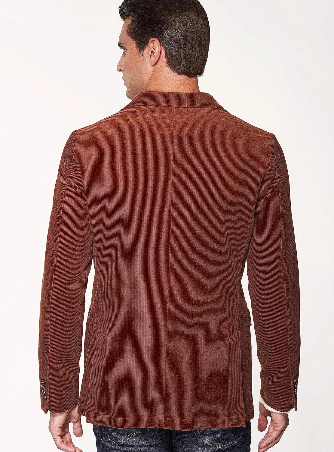 Men's Casual Slim Fit Corduroy Jacket Lightweight 2 Button Blazer Sport Coat Tan
