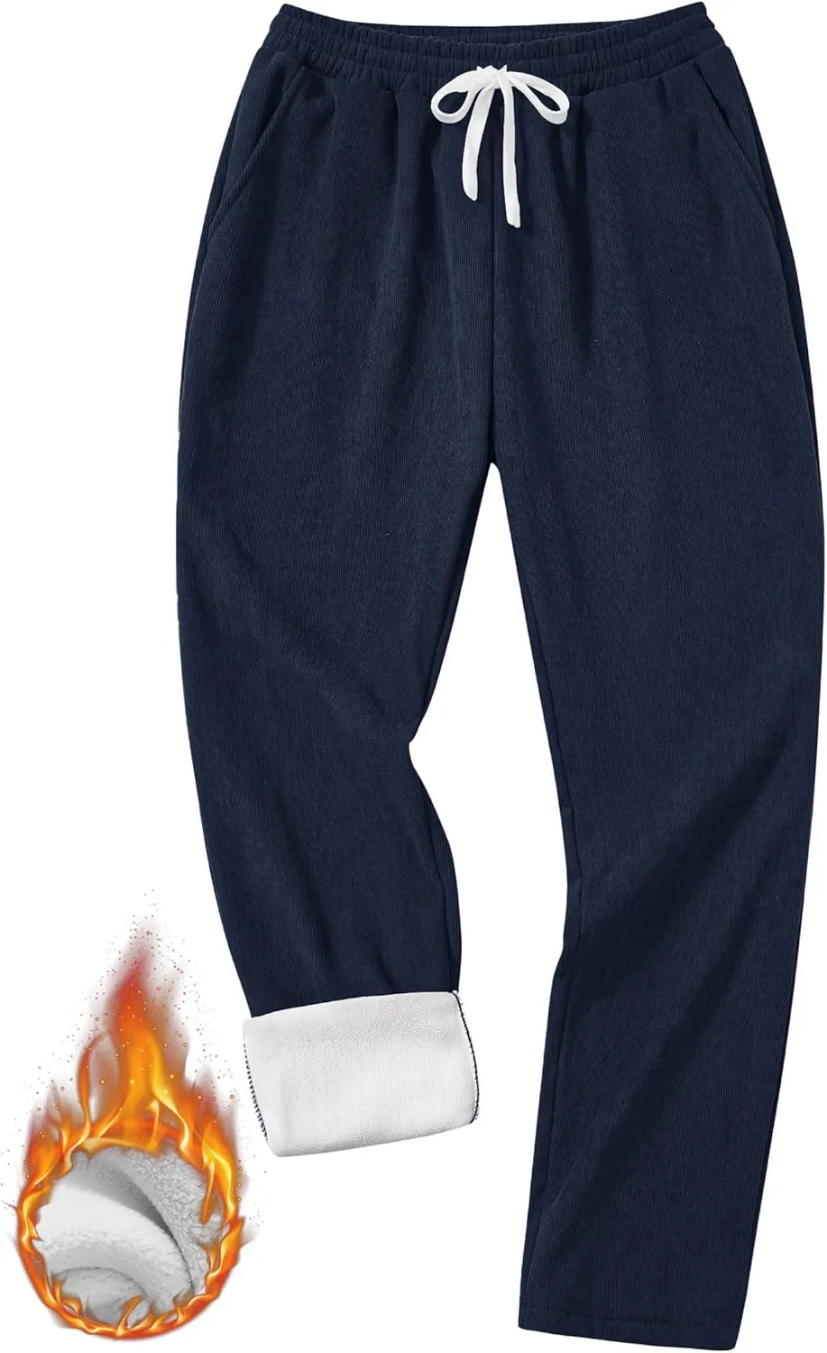 Men's Corduroy Sweatpants Casual Sherpa Lined Drawstring Warm Pant with Pockets (S-2XL)