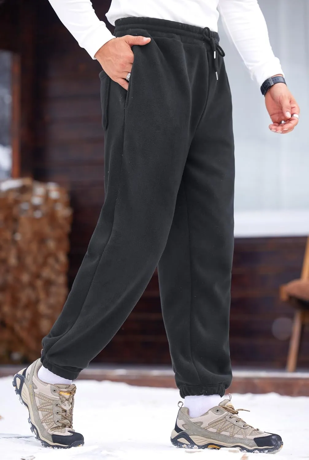 Men's Fleece Lined Sherpa Sweatpants Active Running Joggers with Pockets (S-2XL)