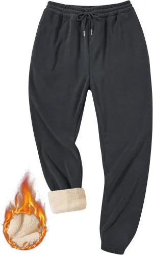 Men's Fleece Lined Sherpa Sweatpants Active Running Joggers with Pockets (S-2XL)