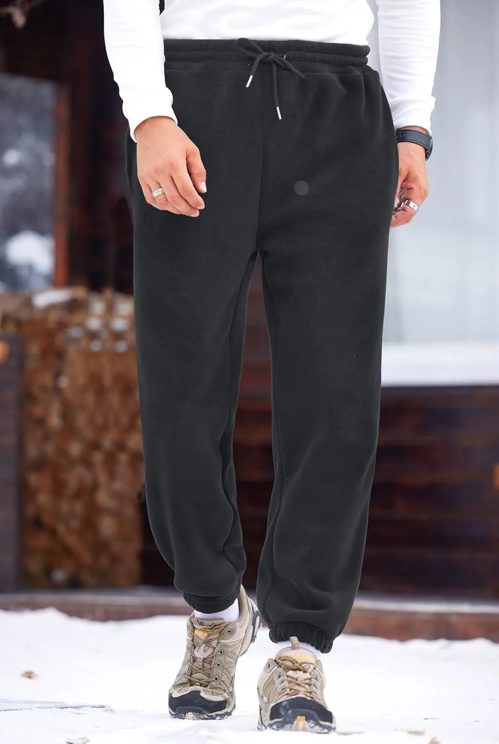 Men's Fleece Lined Sherpa Sweatpants Active Running Joggers with Pockets (S-2XL)