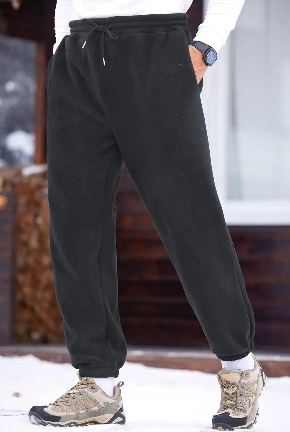 Men's Fleece Lined Sherpa Sweatpants Active Running Joggers with Pockets (S-2XL)