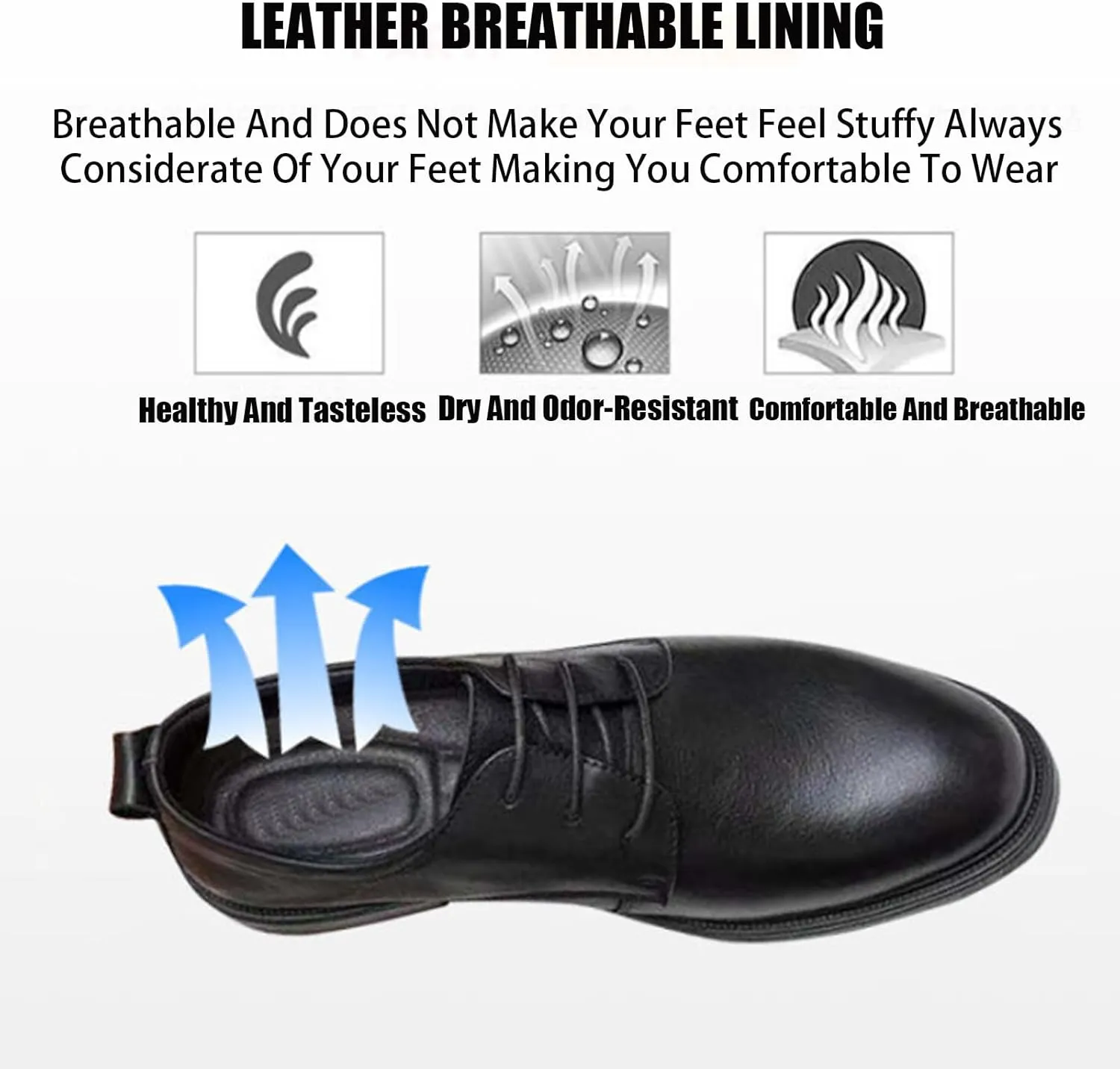 Men's Genuine Leather Low Heel Oxford Shoes Classic Round Toe Lace-Up Flat Dress Derby Shoes for Driving Business Office Shoes