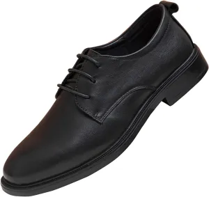 Men's Genuine Leather Low Heel Oxford Shoes Classic Round Toe Lace-Up Flat Dress Derby Shoes for Driving Business Office Shoes
