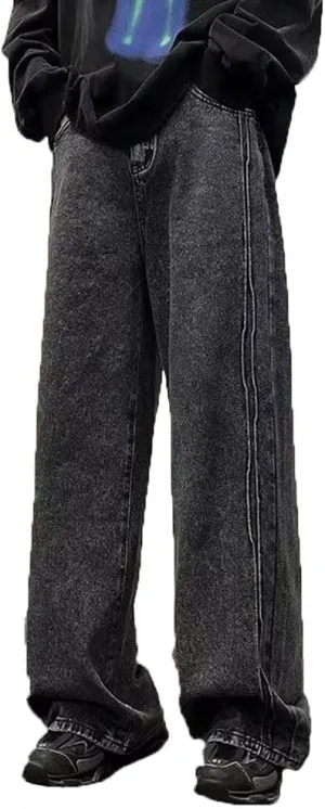 Mens Jeans Casual Straight Leg Relaxed Fit Trendy Y2K Grunge Going Out Denim Pants