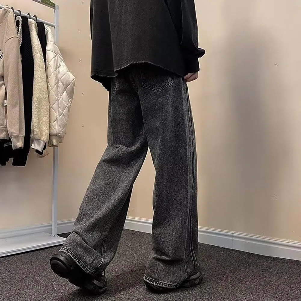 Mens Jeans Casual Straight Leg Relaxed Fit Trendy Y2K Grunge Going Out Denim Pants