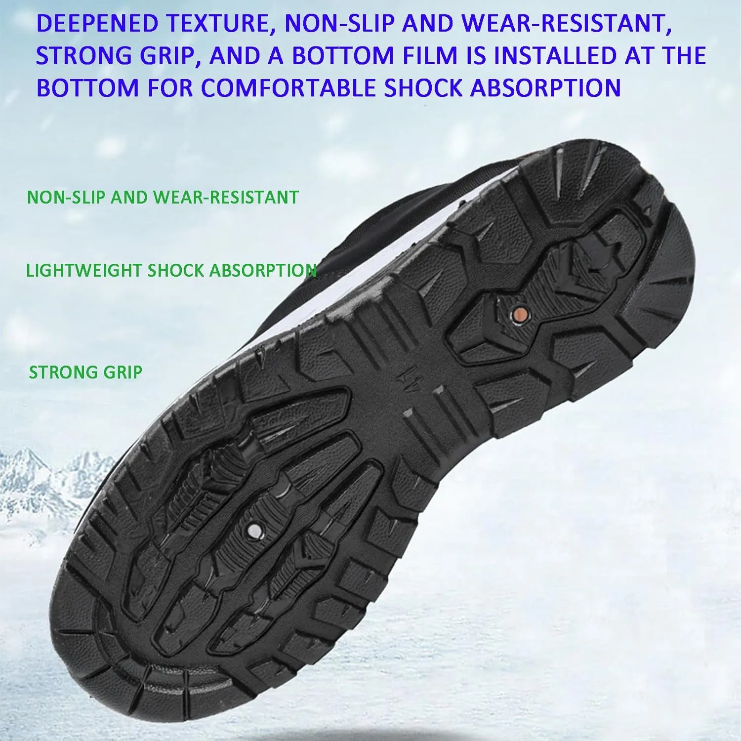 Men's Leather Round Toe Snow Boots Slip On Comfortable Fleece Warm Casual Ankle Boots