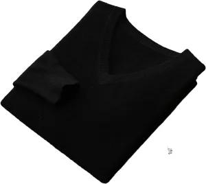 Men's Merino Wool Sweater V-Neck Pullover Top Autumn Winter Knitted Sweaters Casual Loose Jumper