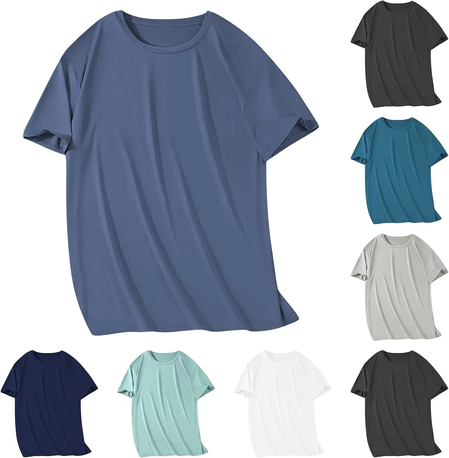 Men's Mesh Breathable T-Shirts Lightweight Moisture Wicking Short Sleeve Crew Neck Tee Loose Gym Workout Running Tops