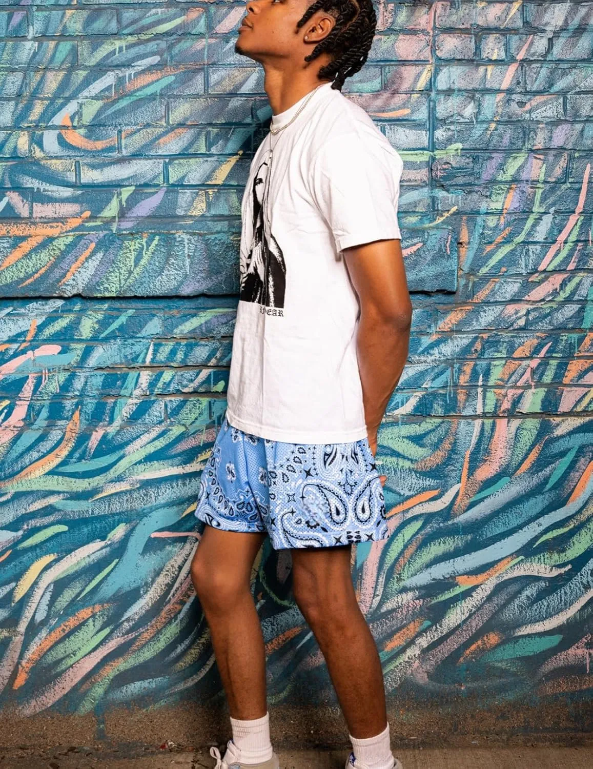 Mens Mesh Workout Shorts with Paisley Graphic Print Lightweight Athletic Running Shorts Quick-Dry