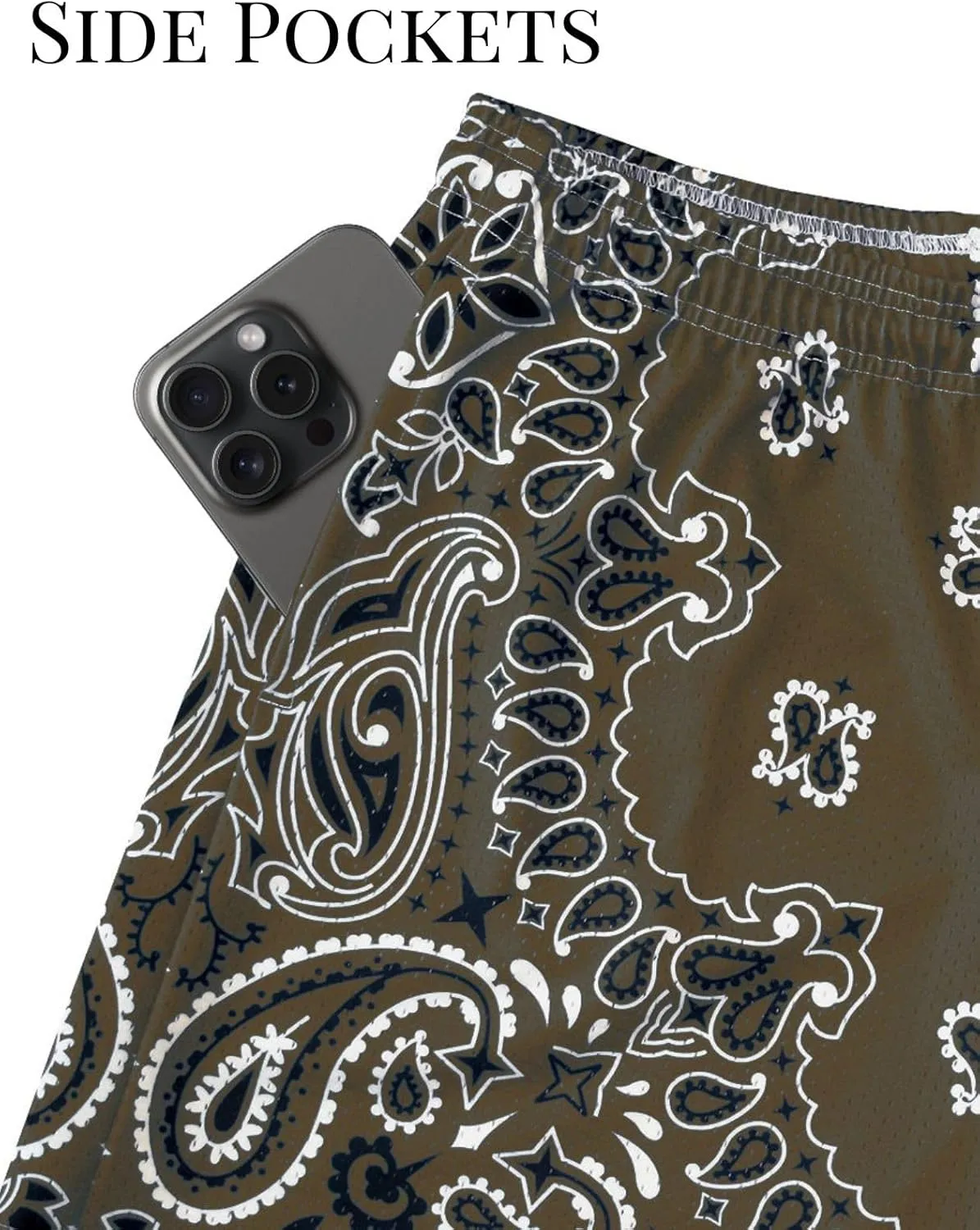 Mens Mesh Workout Shorts with Paisley Graphic Print Lightweight Athletic Running Shorts Quick-Dry