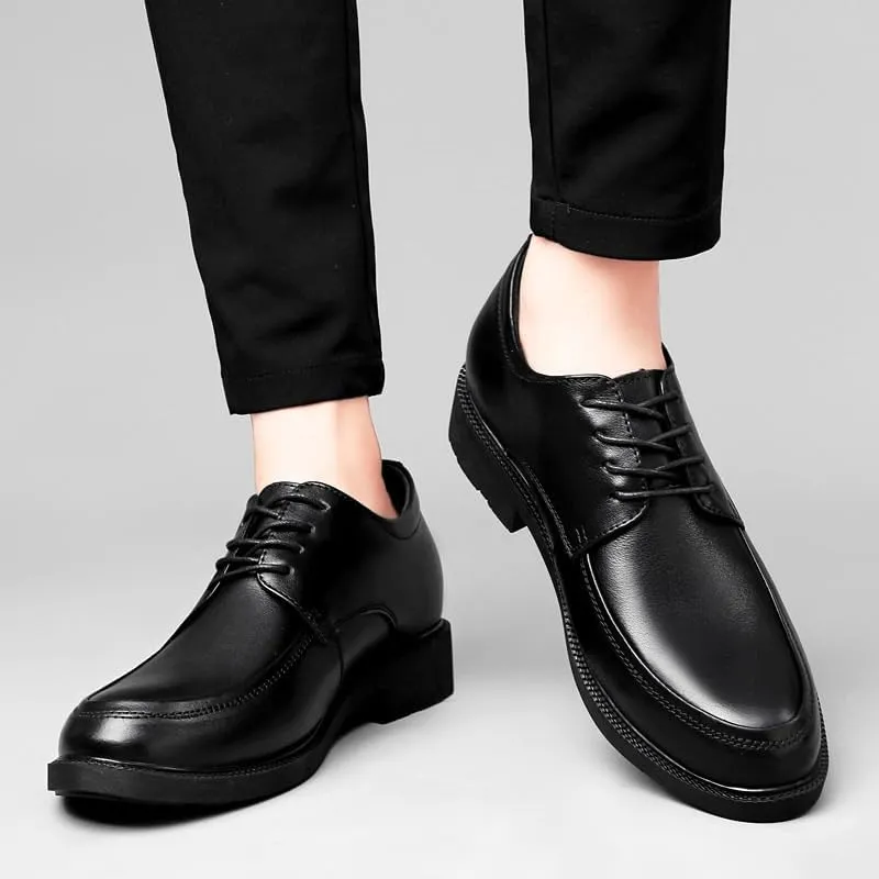 Men's Platform Oxford Shoes - Leather Lace-up Dress Shoes for Business Casual Formal Wear