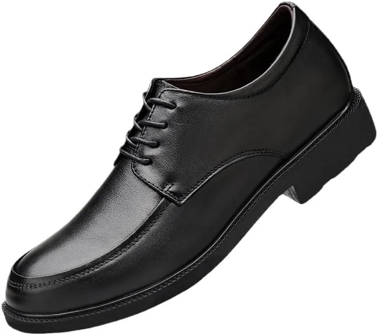 Men's Platform Oxford Shoes - Leather Lace-up Dress Shoes for Business Casual Formal Wear