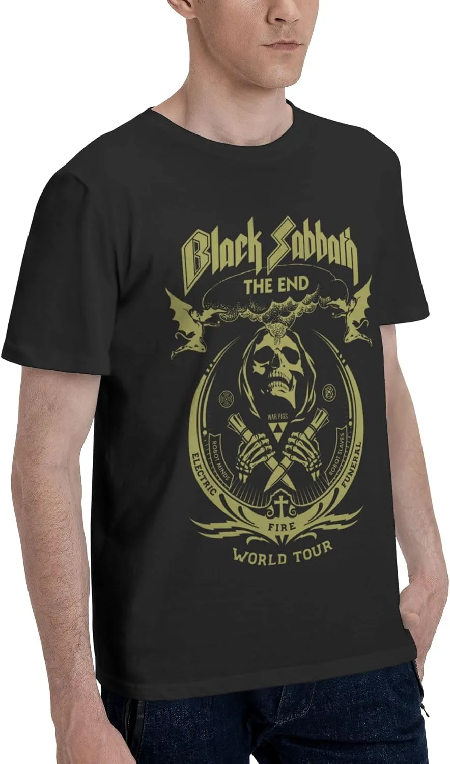 Mens T-Shirts Short Sleeve Fashion Tee Crewneck Top Clothing Black