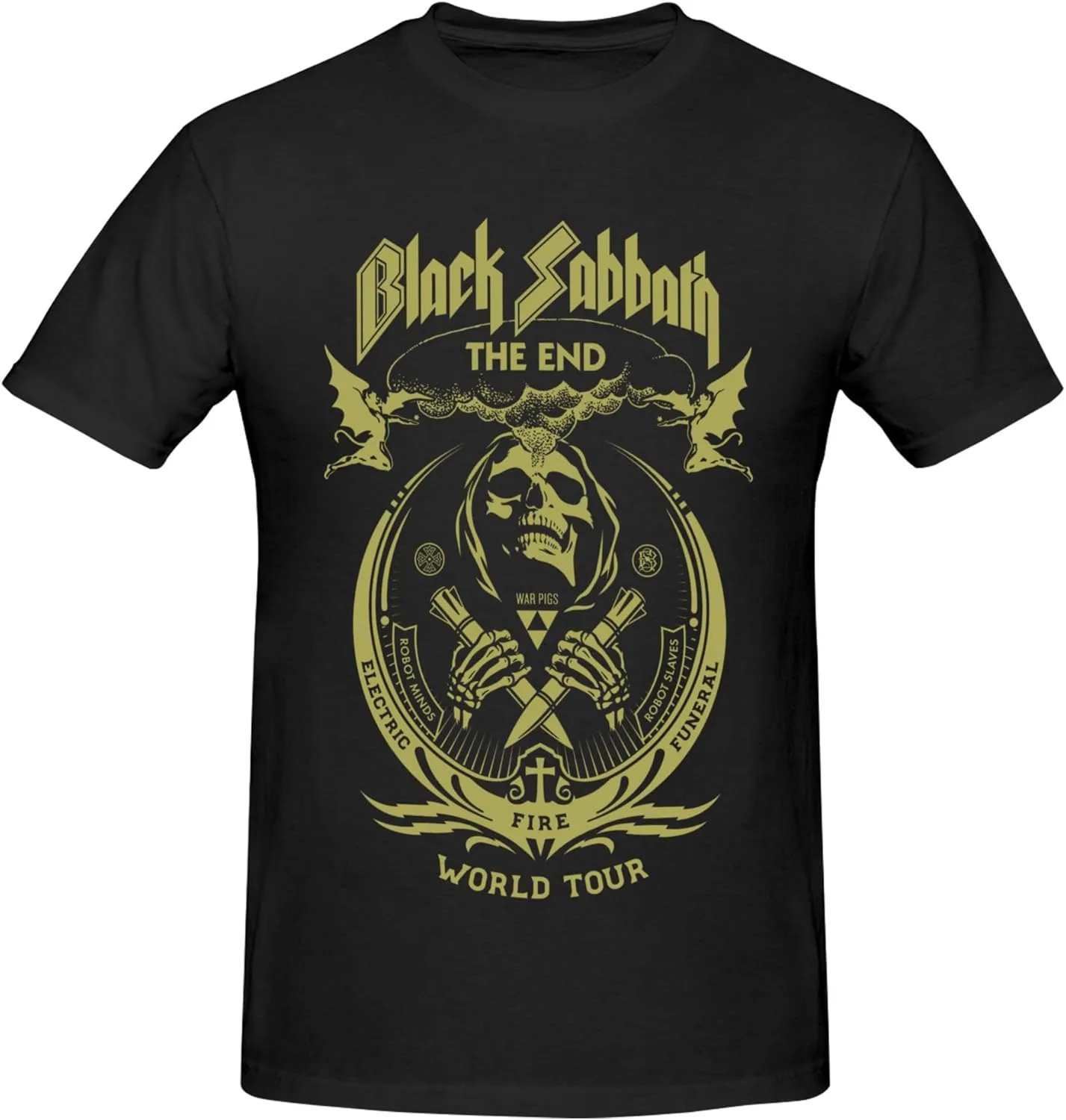 Mens T-Shirts Short Sleeve Fashion Tee Crewneck Top Clothing Black