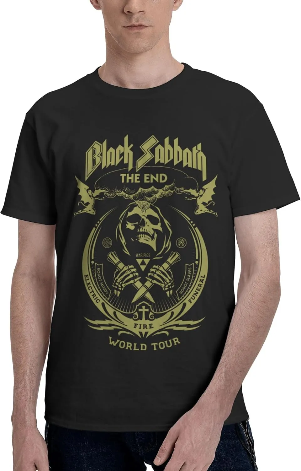 Mens T-Shirts Short Sleeve Fashion Tee Crewneck Top Clothing Black
