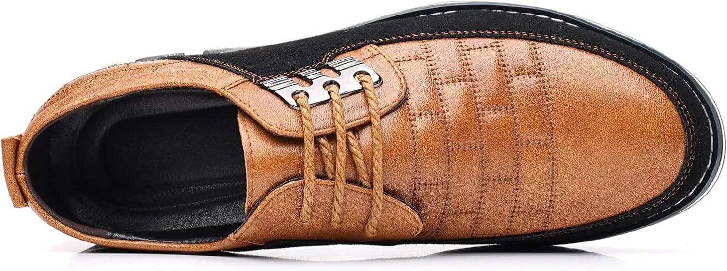 Men's Two-Tone Oxford Dress Shoes, Quilted Leather, Casual Business