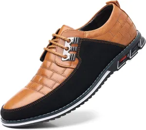 Men's Two-Tone Oxford Dress Shoes, Quilted Leather, Casual Business